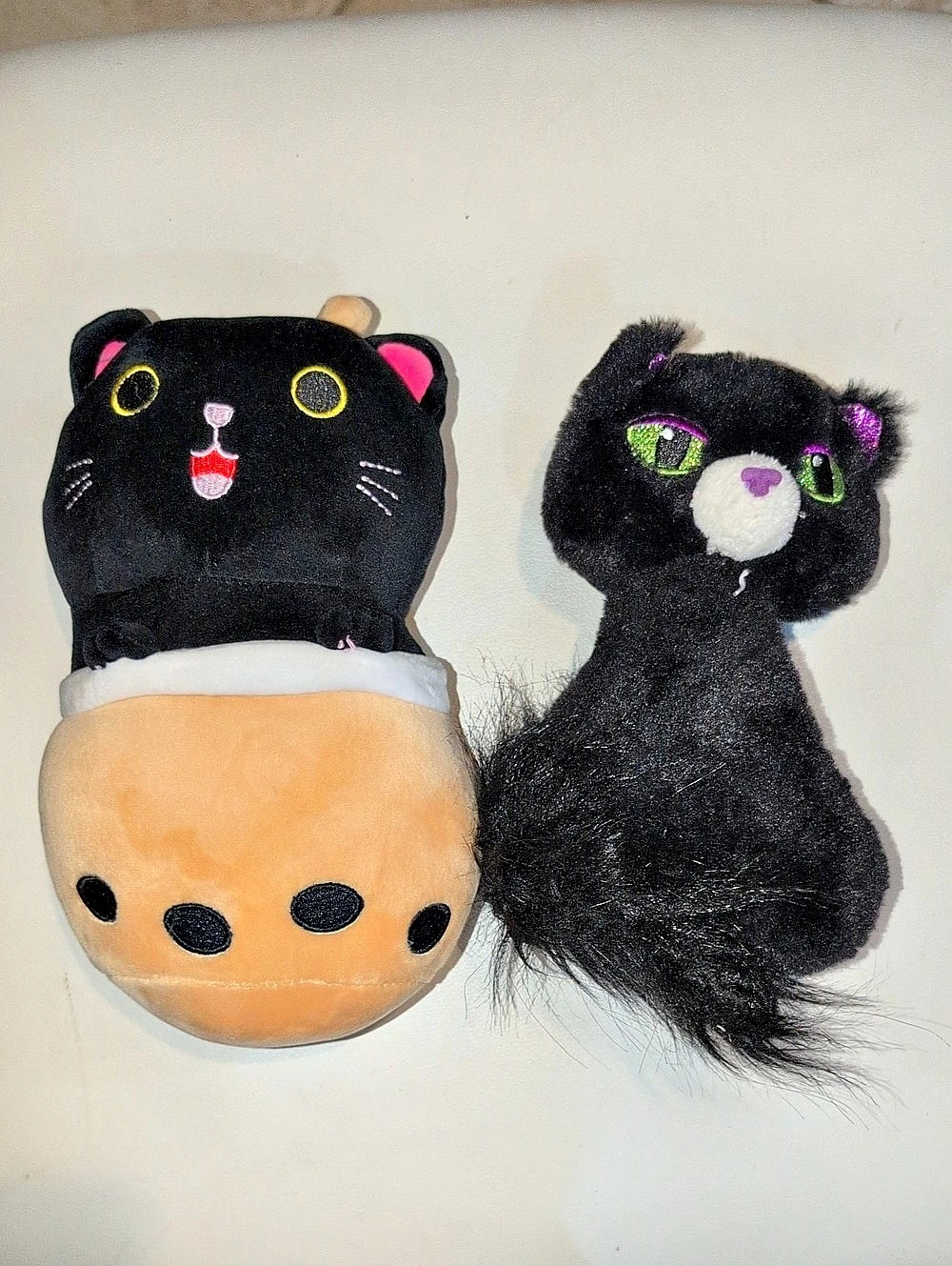 Black & Orange Halloween Cat Plush Toy Set